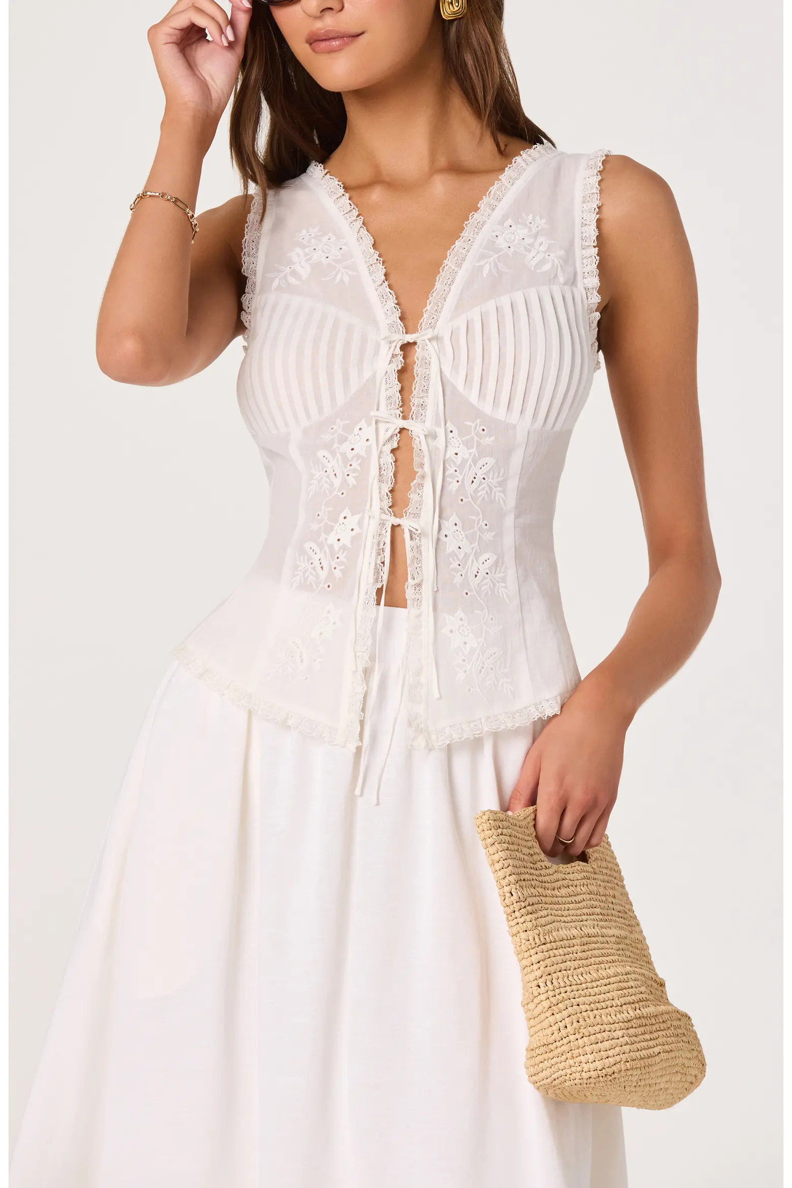 Carine Lace Detail Embroidered Cotton Top (Women) | Nordstrom | Nordstrom
