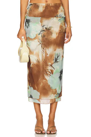 Free People Sunset Mesh Maxi Skirt in Moss Combo from Revolve.com | Revolve Clothing (Global)