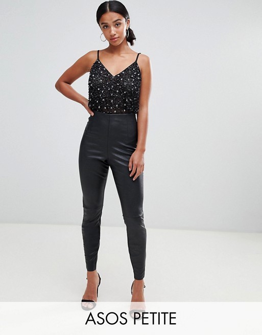 ASOS DESIGN Petite spray on leather look PANTS | ASOS US