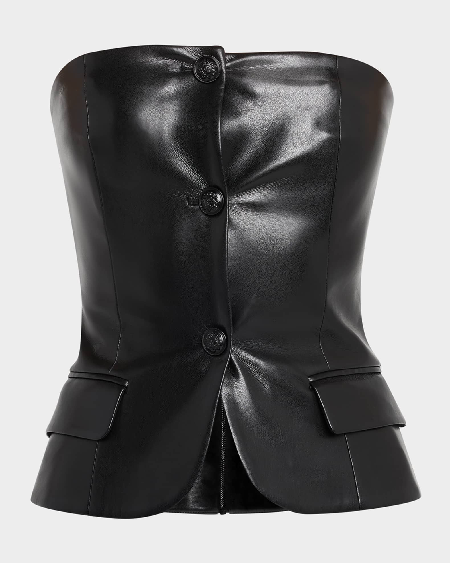 Madison Vegan Leather Bustier Top | Neiman Marcus