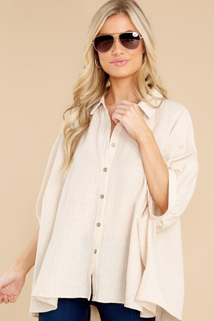 Working Wonders Taupe Stripe Top | Red Dress 