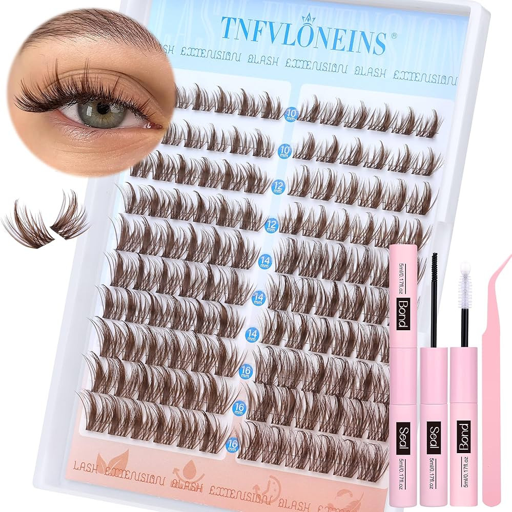 Brown Lash Clusters Kit Manga Lash Extension Kit Natural Eyelash Clusters Wispy 10-16MM Individua... | Amazon (US)