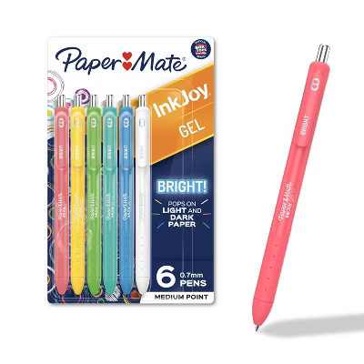 Paper Mate InkJoy 6pk Gel Pens Multicolored Bright: 0.7mm Point, Art & Stationery, Office Supplies, Papermate Pens | Target