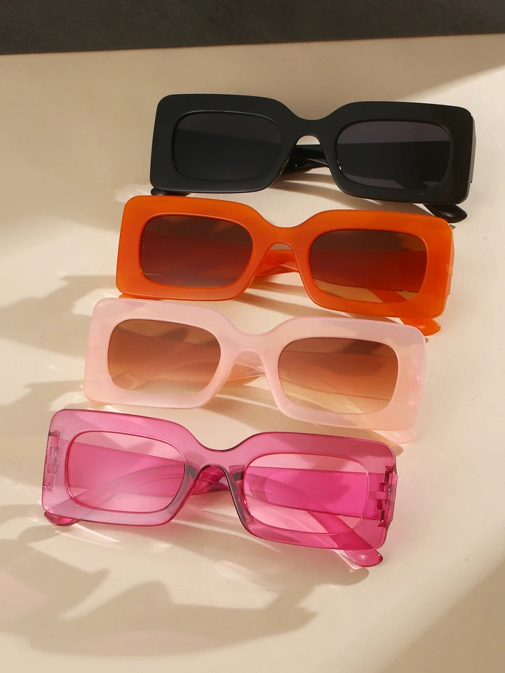 4pairs Women Black Pink Earthy yellow Square Frame Fashion Glasses | SHEIN