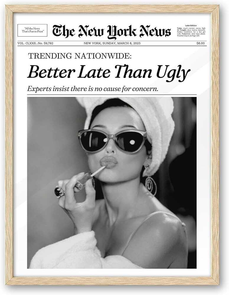 iHery Natural OAK Wood Audrey Hepburn Newspaper Trendy Framed Wall Art, 12x16 in Vintage Headline... | Amazon (US)