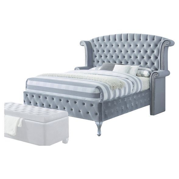 Rebekah Eastern King Bed Gray Fabric - Acme Furniture | Target