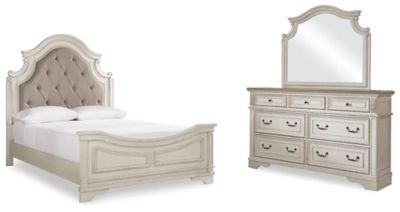 Realyn Queen Upholstered Panel Bed with Mirrored Dresser | Ashley | Ashley Homestore