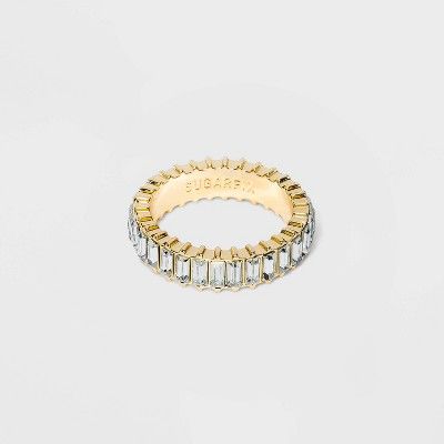 SUGARFIX by BaubleBar Baguette Crystal Statement Ring - Clear 8 | Target