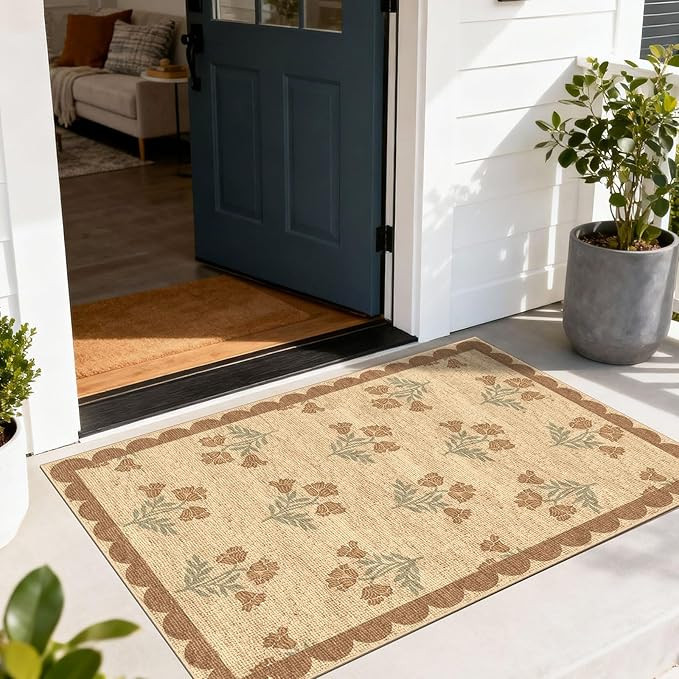 Floral Outdoor Rug - 28" x 43" Front Door Mat Indoor Outside Entrance Non-Slip Washable Outdoor M... | Amazon (US)