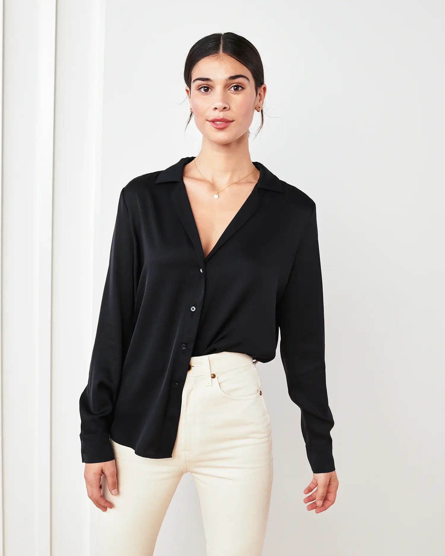 Washable Stretch Silk Notch Collar Blouse | Quince | Quince