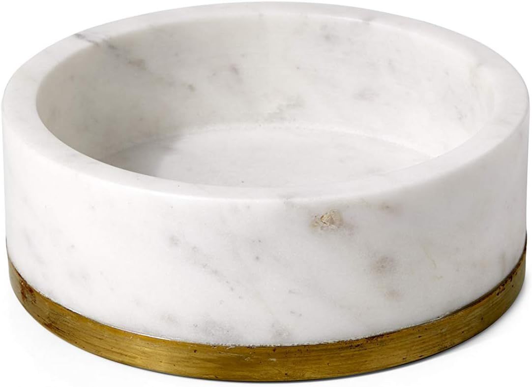 Serene Spaces Living Marble Bowl with Brass Ring, Medium Decorative Multi-Purpose White Bowl - Us... | Amazon (US)