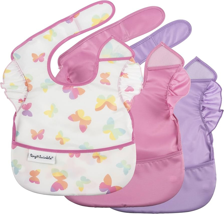 Tiny Twinkle Mess-Proof Baby Bibs for Eating | Waterproof, Wipeable Toddler Bibs with Catch-All P... | Amazon (US)