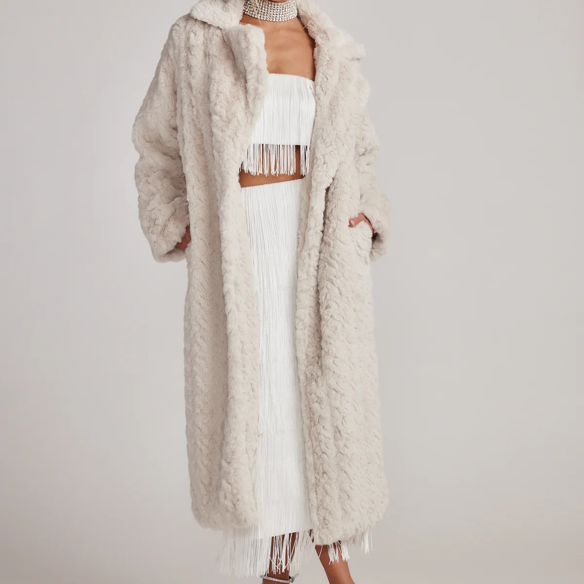 Sasha Cream Floor Length Coat | 12th Tribe