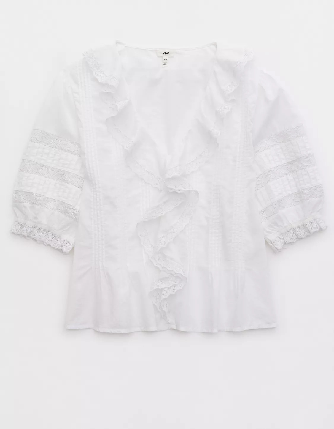 Aerie Short Sleeve Ruffle Blouse | Aerie