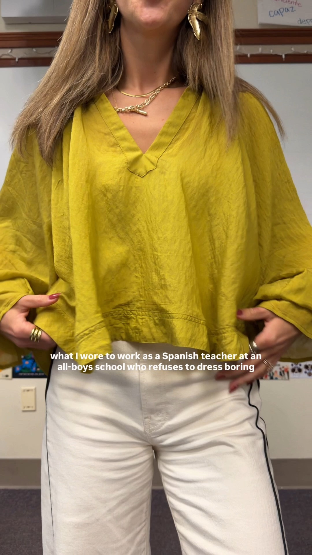Teacher ootd! This chartreuse top is so fun and floaty! Wearing XS
Jeans are Mother and old but found some on TRR !
Shoes are very very old from Madewell
