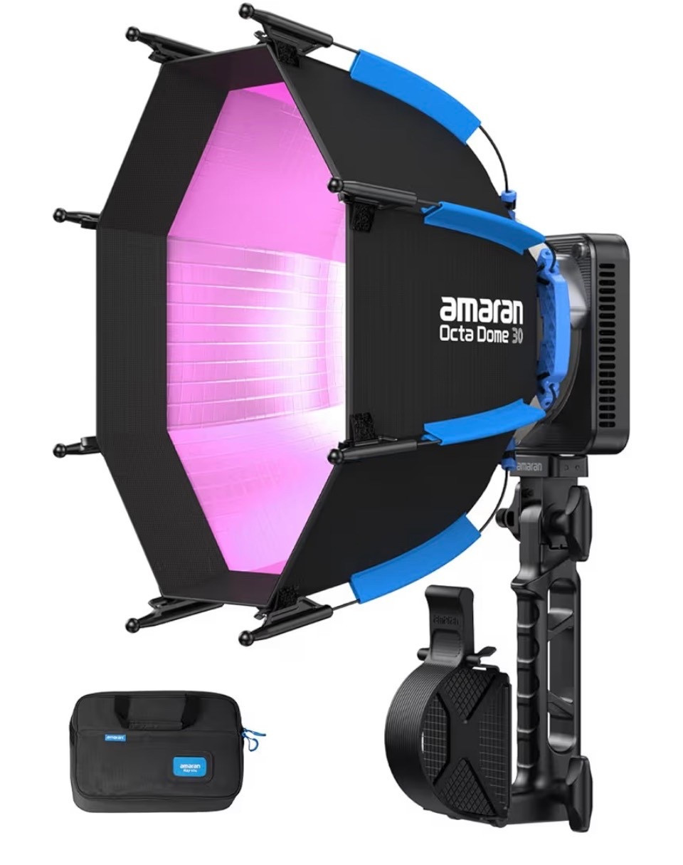 amaran Ray 60c RGB Video Light,60W Portable Studio Light CCT 1,800K-20,000K,3910Lux/1m, IP54 Bowens Mount,w/Softbox Portable Bag for Vlog,Live Streaming,Weddings, Events, Conventions (Ray 60c)