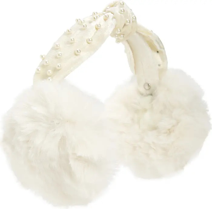 SURELL Kids' Imitation Pearl Embellished Faux Fur Earmuffs | Nordstrom | Nordstrom