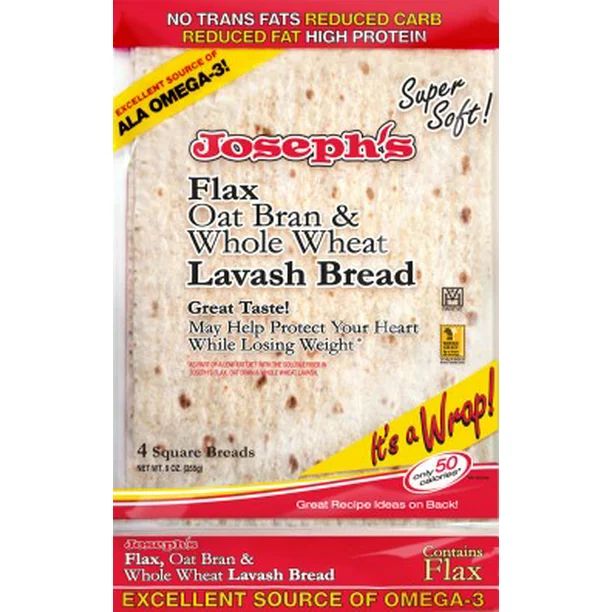Joseph's Flax, Oat Bran & Whole Wheat Lavash Bread, 4 Count, 9 oz - Walmart.com | Walmart (US)