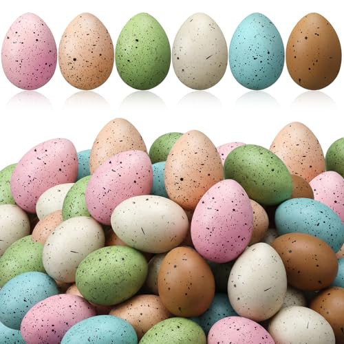 VioraWhite 36 Pcs Easter Speckled Eggs Plastic Speckled Egg Decorative Pastel Eggs Easter Bird Egg for Bowl Vase Basket Fillers DIY Spring Party Decor Favors Home Centerpiece Displays Decorations | Amazon (US)