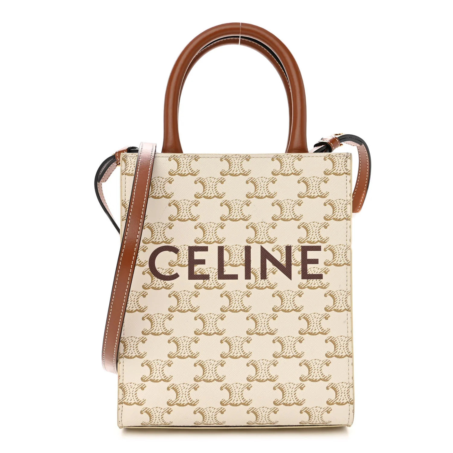 Triomphe Canvas Calfskin Mini Vertical Cabas White | FASHIONPHILE (US)
