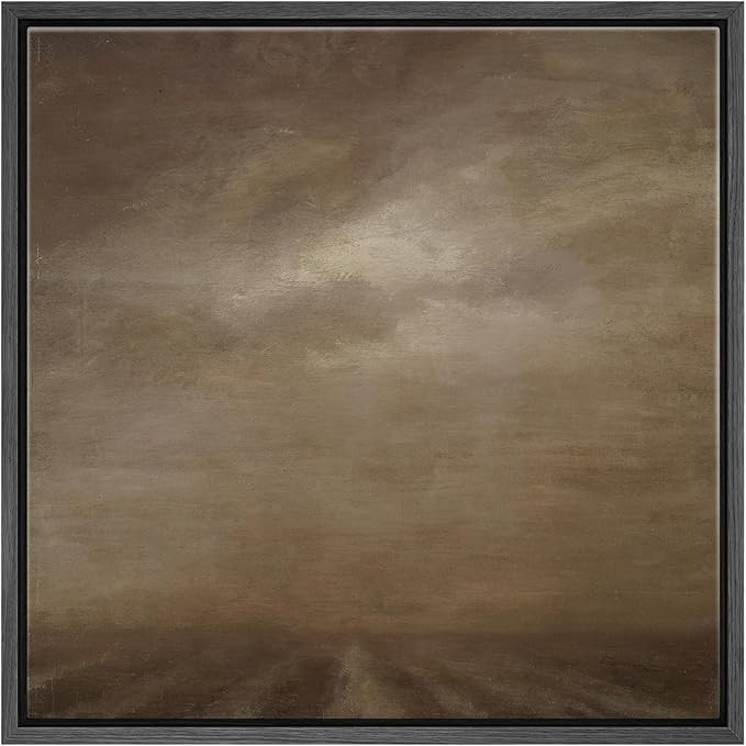 SIGNFORD Framed Canvas Print Wall Art Misty Desert Horizon Earth Tone Landscape Illustrations Rus... | Amazon (US)