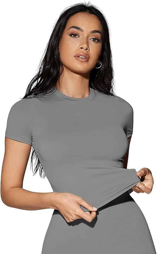 SOLY HUX Women's Casual Short Sleeve Round Neck Slim Fit Tee T Shirt Tops | Amazon (US)