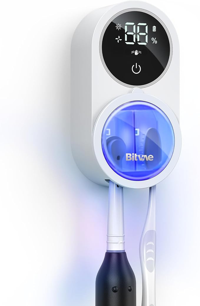 Bitvae Toothbrush Cleaner & Toothbrush Holder, Cleaning and Air Drying, LED Smart Screen, Recharg... | Amazon (US)