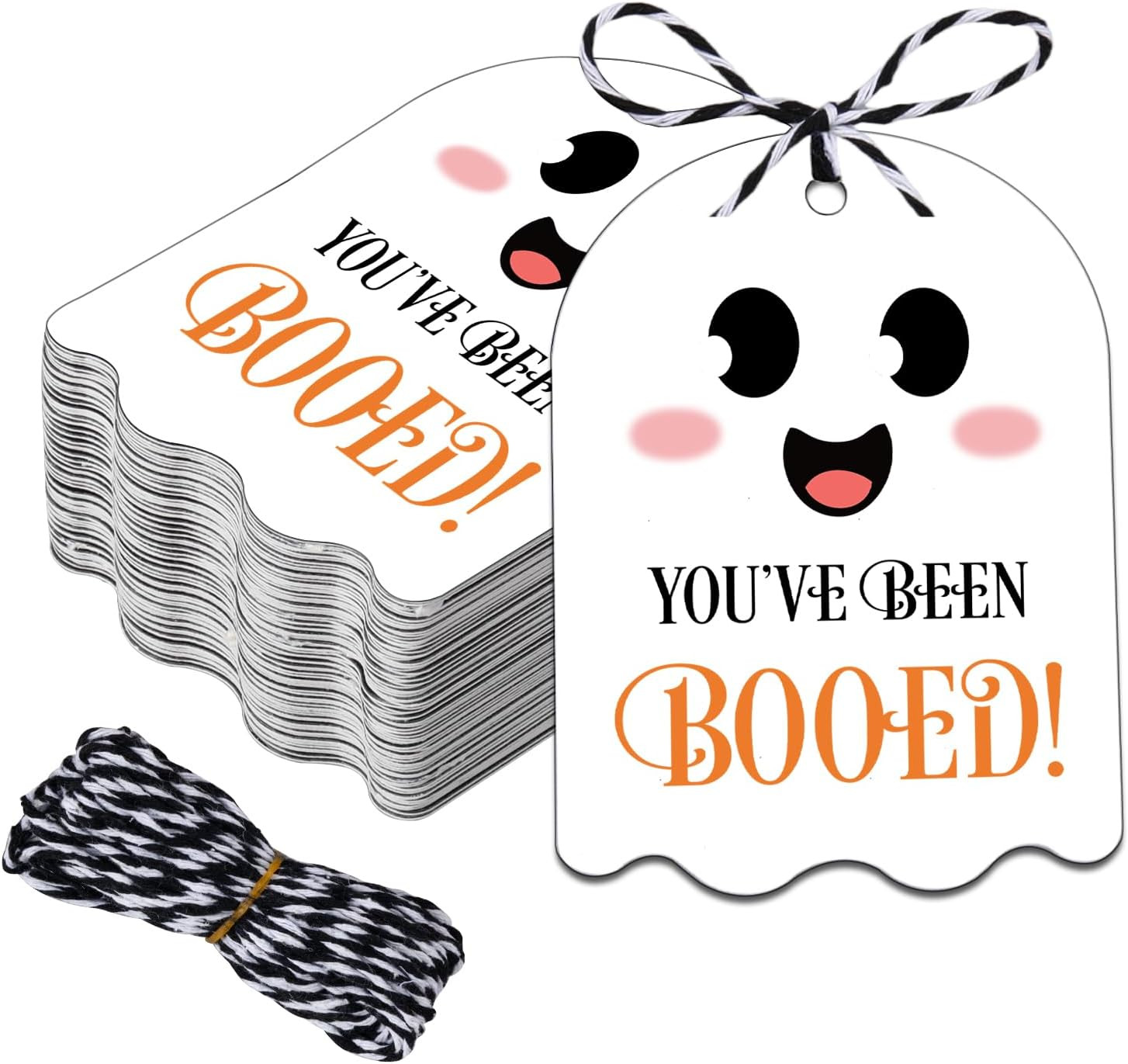 80 Pcs Halloween Ghost Tags with String for Boo Baskets Stuffers for Teens | Amazon (US)