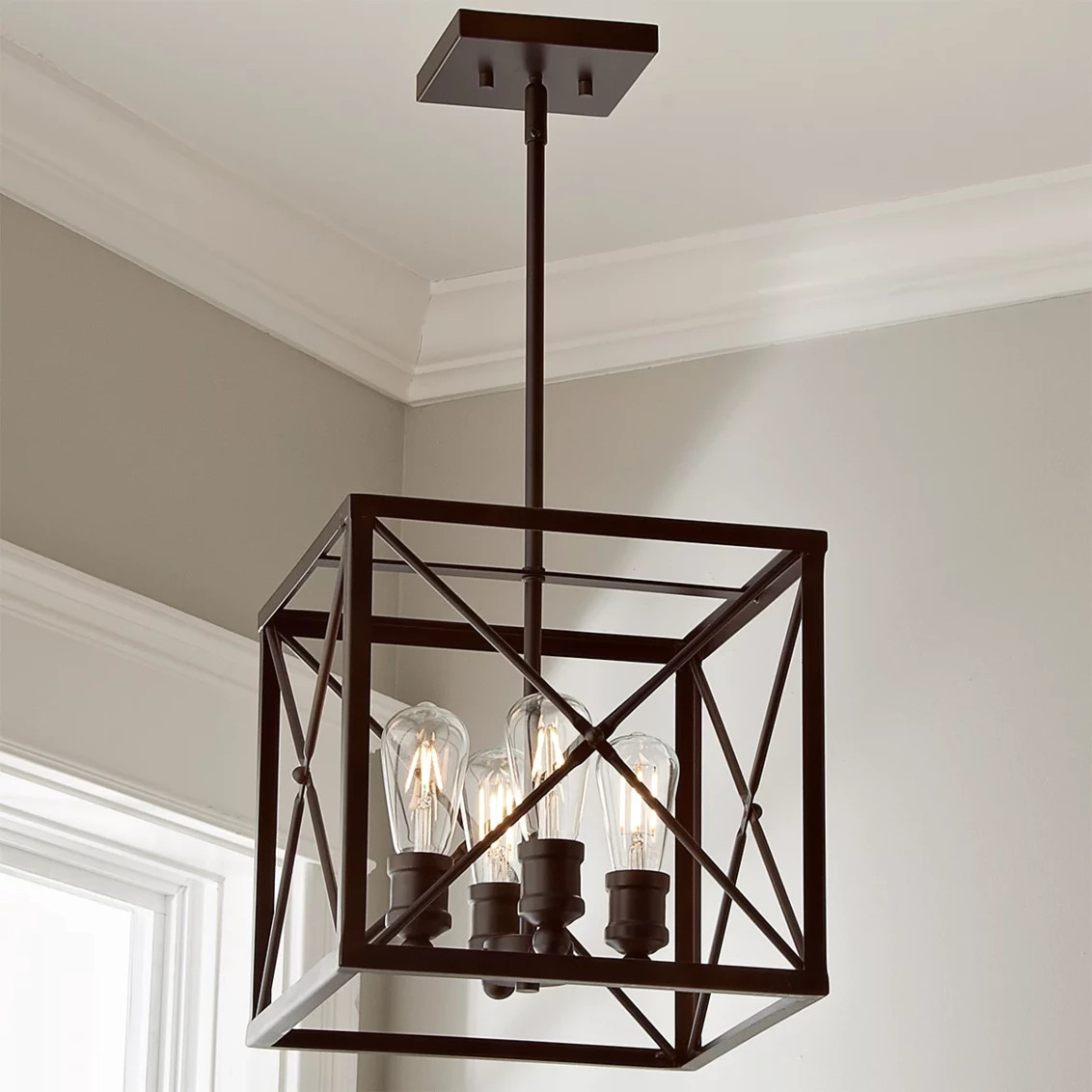 Industrial Cross Framed Box Lantern | Shades of Light