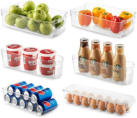 Set Of 8 Refrigerator Pantry Organizer Bins - Clear Food Storage Baskets for Kitchen, Countertops, C | Amazon (US)