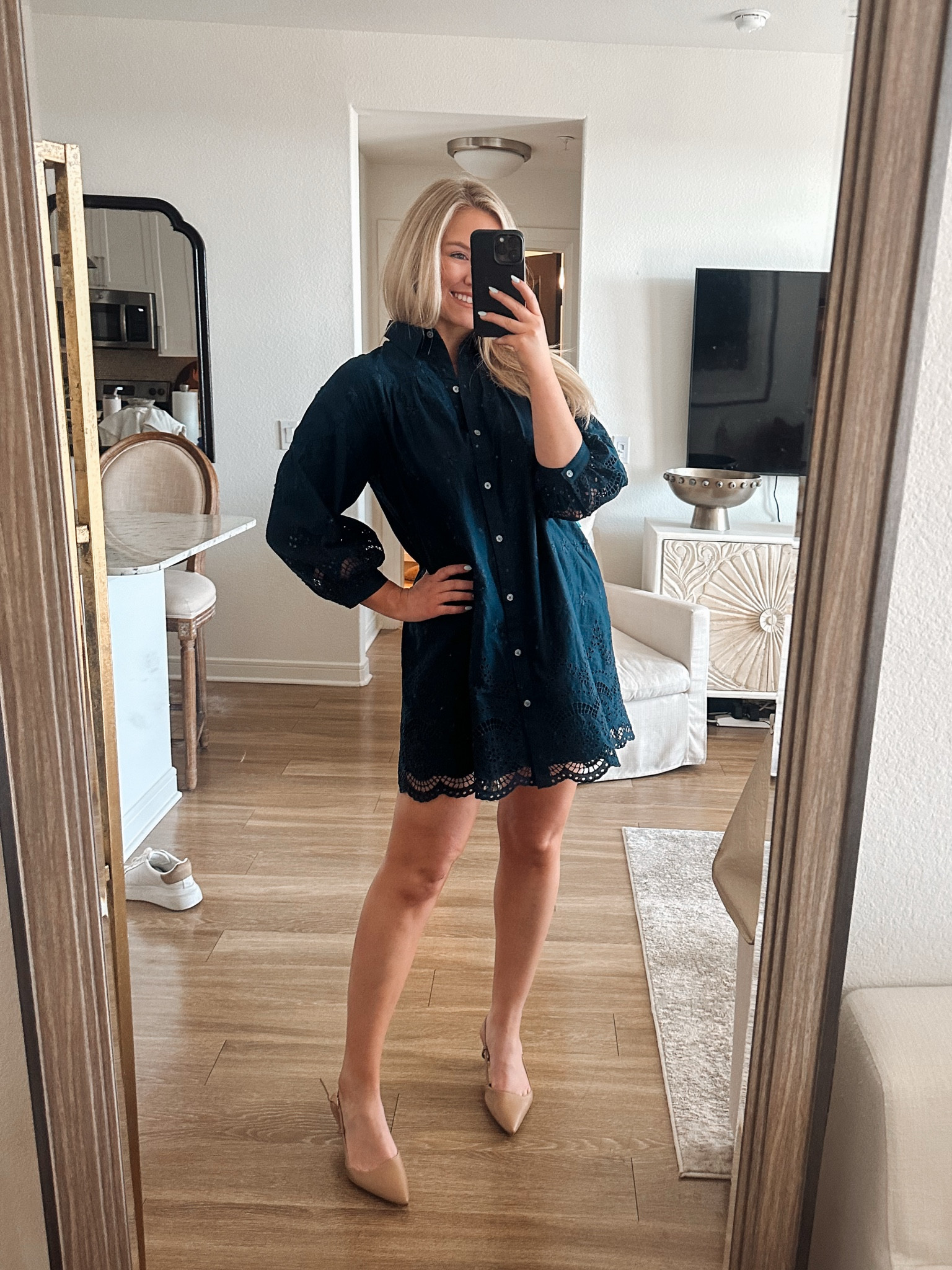 Loft dresses 50% off 
True to size

Navy dress. Easter dress. Work outfit. Work dress. Corporate outfit. Eyelet dress. 

#LTKFindsUnder50 #LTKWorkwear #LTKSaleAlert