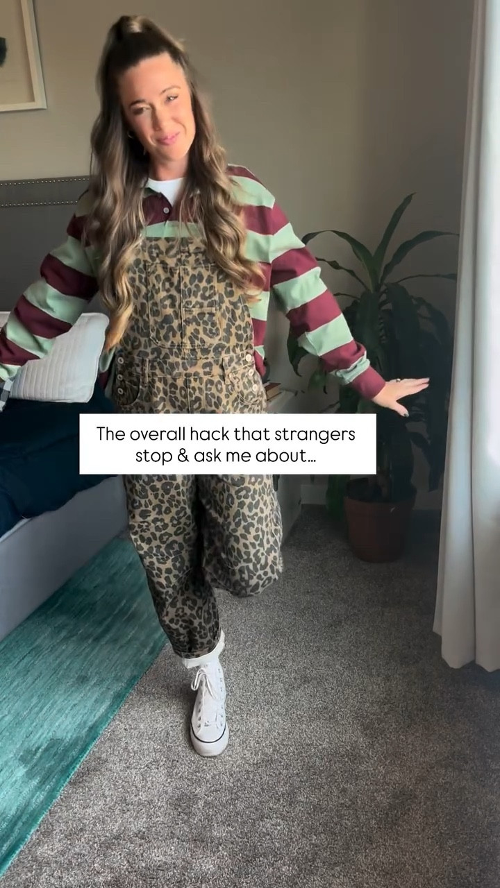 How it’s done 👇

1) Put your shirt on just over your neck.

2) Pull on the overalls and feed the straps UNDER the shirt in the back & OVER your shirt in the front.

3) Pull shirt down & buckle the straps.

Done! ✨

This is a great way to wear baggier sweaters or shirts with overalls! Follow for more style tips & comment “SHOP” for outfit links 👍

#Overalloutfit #amazonfashion #leopardpants