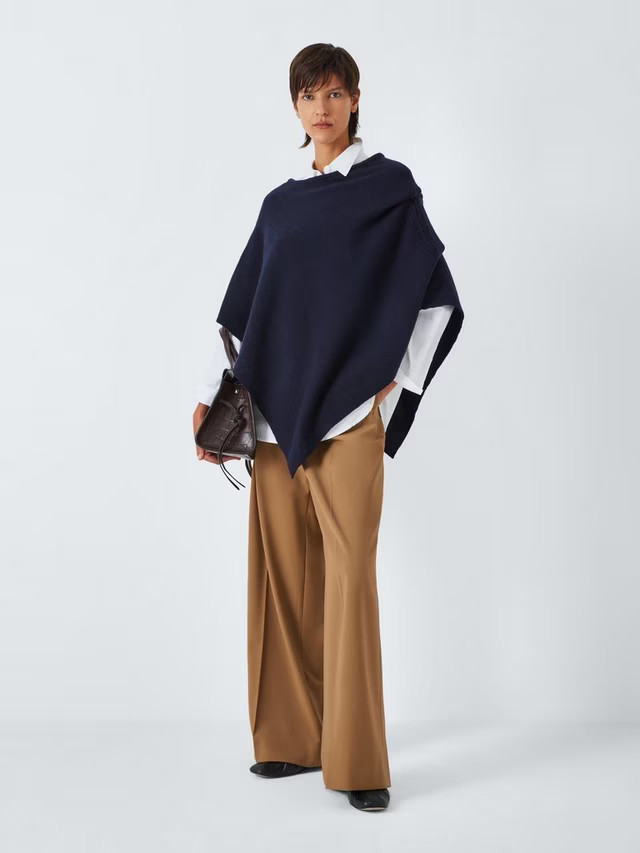 John LewisWool Blend Knit Cape, Navy | John Lewis (UK)