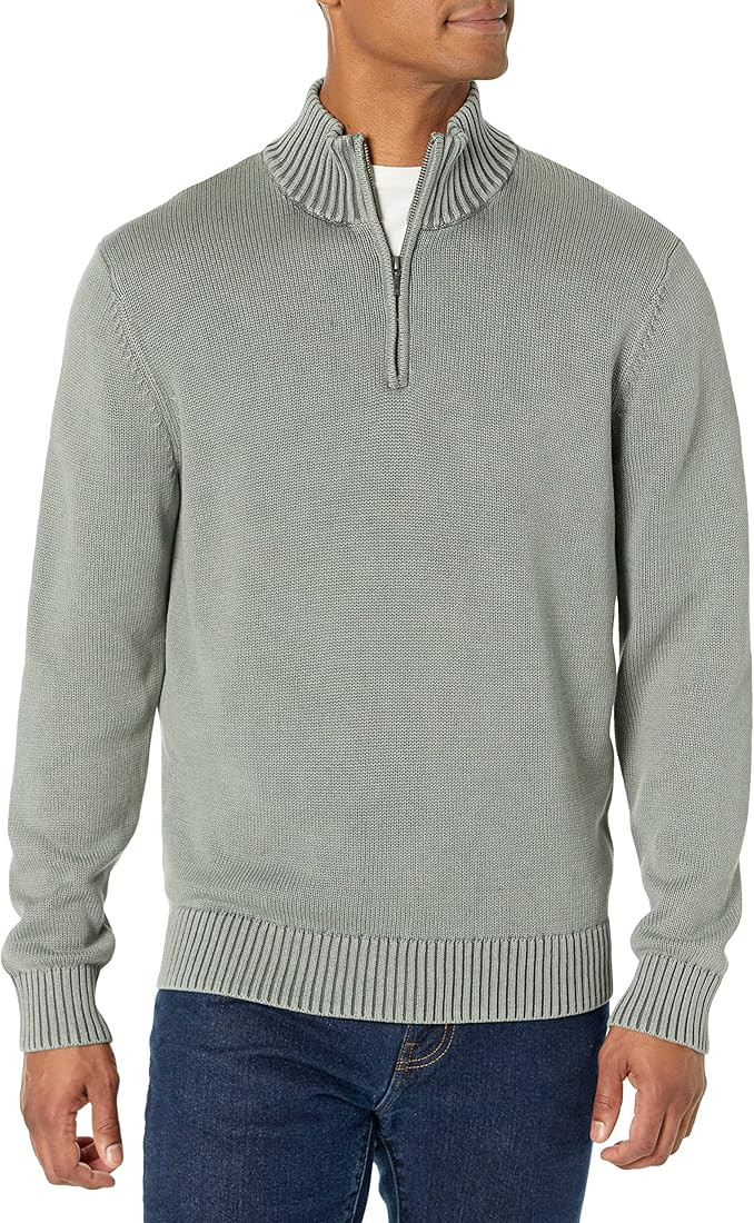 Goodthreads Men's Soft Cotton Quarter-Zip Sweater | Amazon (US)