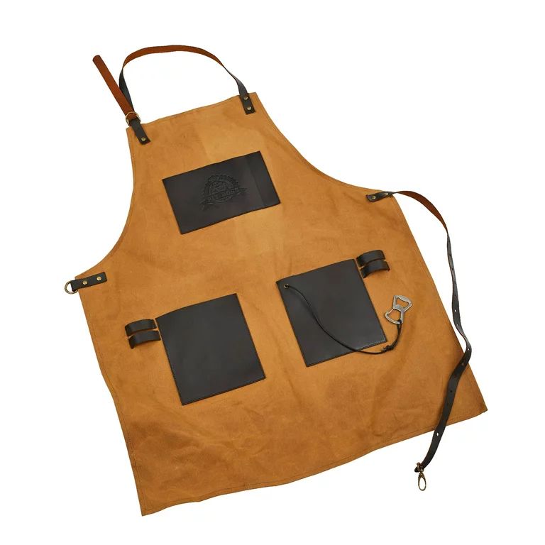 Pit Boss Canvas & Leather Grilling Apron with Pockets and Bottle Opener - Walmart.com | Walmart (US)