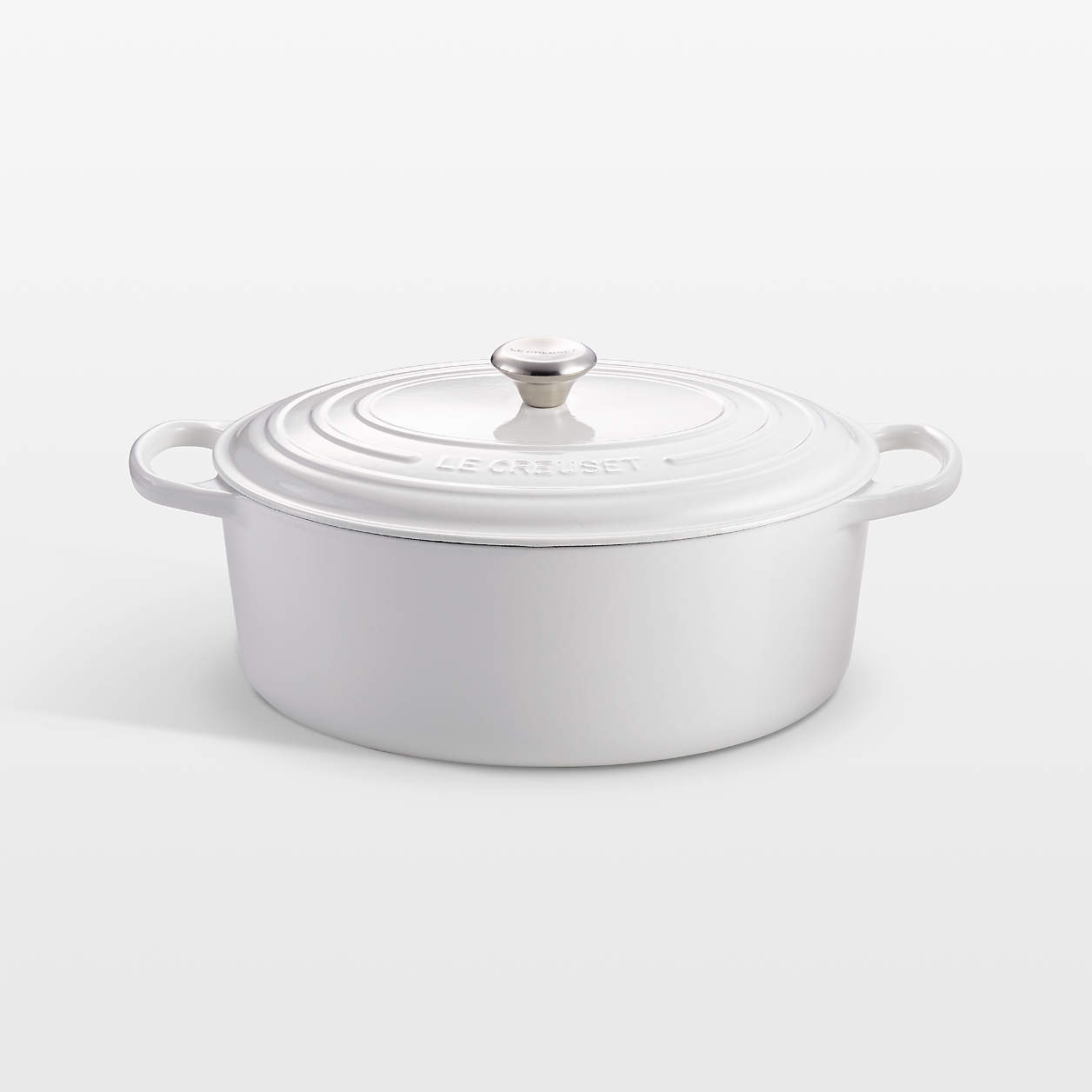 Le Creuset Signature 9.5-Qt. White Enameled Cast Iron Oval Dutch Oven + Reviews | Crate & Barrel | Crate & Barrel