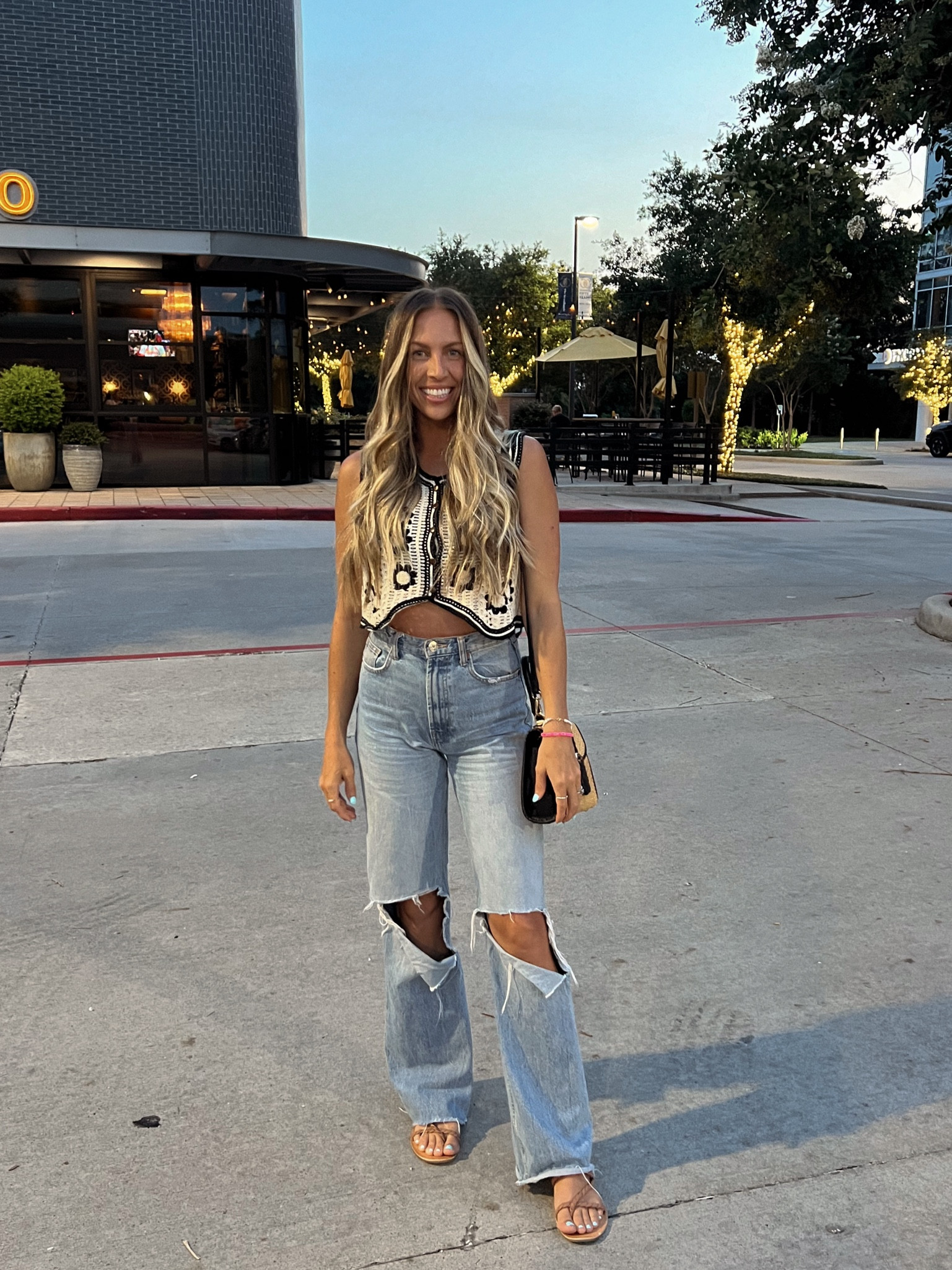 Girls night 🥳 wearing a small in the top and my jeans are TRF Ripped Wide leg jeans from Zara!! 

#LTKStyleTip #LTKItBag #LTKSaleAlert