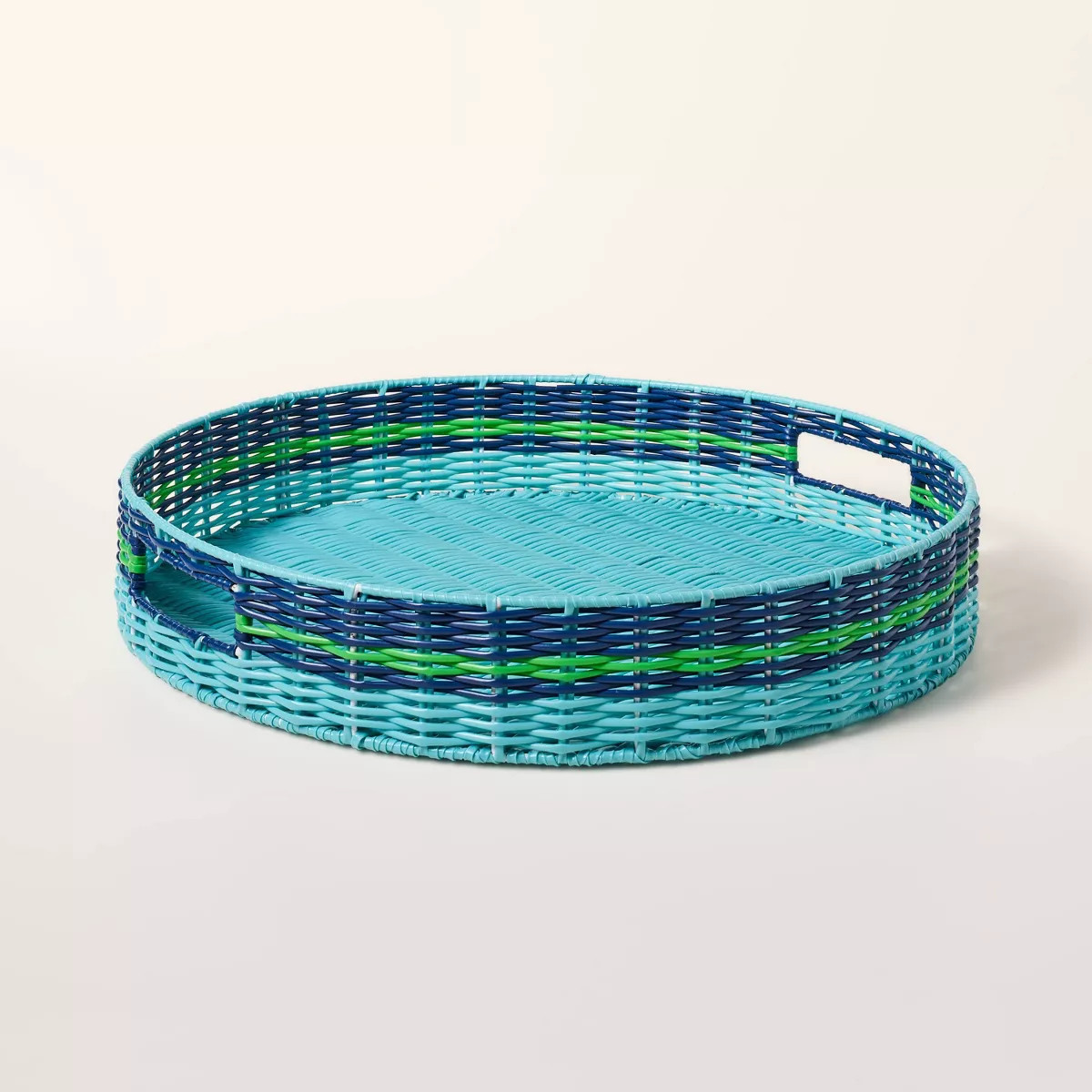 Stripe Large Round Woven Serving Tray Green/Blue - kate spade new york x Target | Target