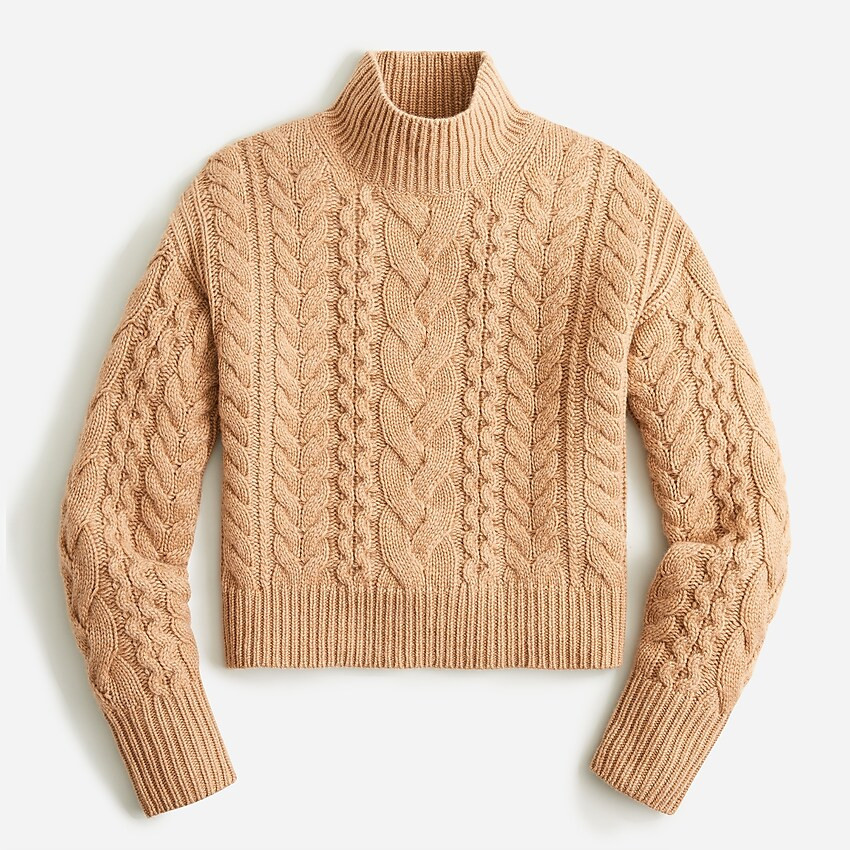 Cashmere cropped cable-knit turtleneck sweater | J. Crew US