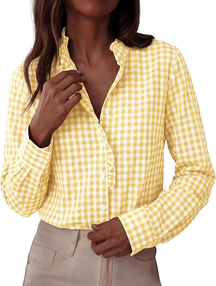PRETTYGARDEN Womens Long Sleeve Button Down Shirts | Amazon (US)