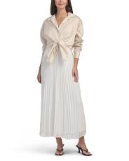 2pc Pleated Maxi Dress With Shirt Set | TJ Maxx