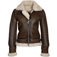 Women's Distressed Genuine Lambskin Brown Shearling Leather Jacket | Etsy (US)
