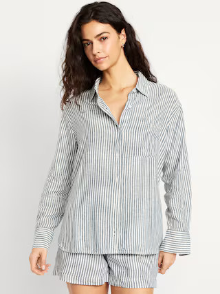 Linen-Blend Loose Button-Down Shirt | Old Navy (US)