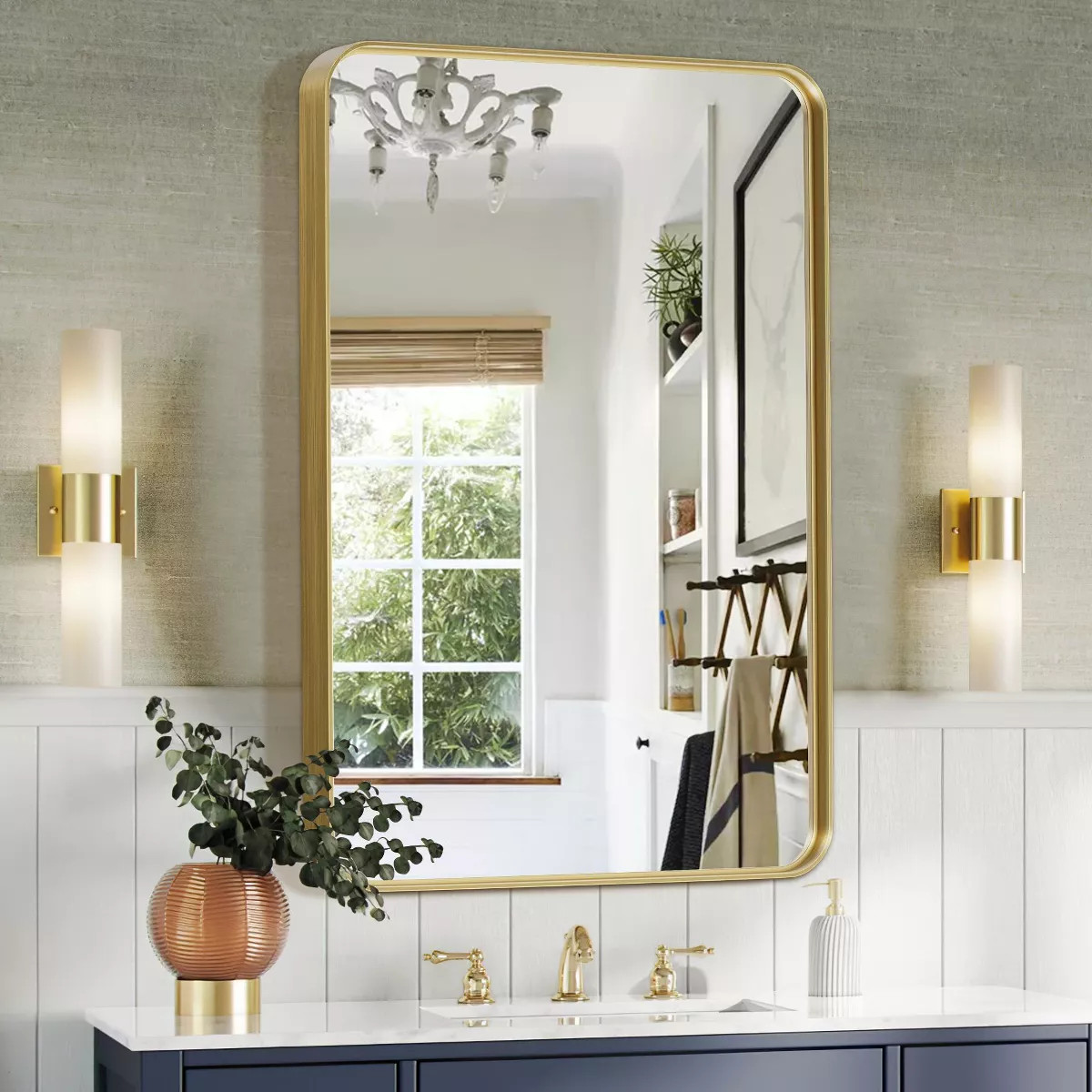 Aluminum Alloy Rounded Rectangular Imitation Electroplated Hanging Mirror 102 * 76 * 5cm (Deep Mi... | Target