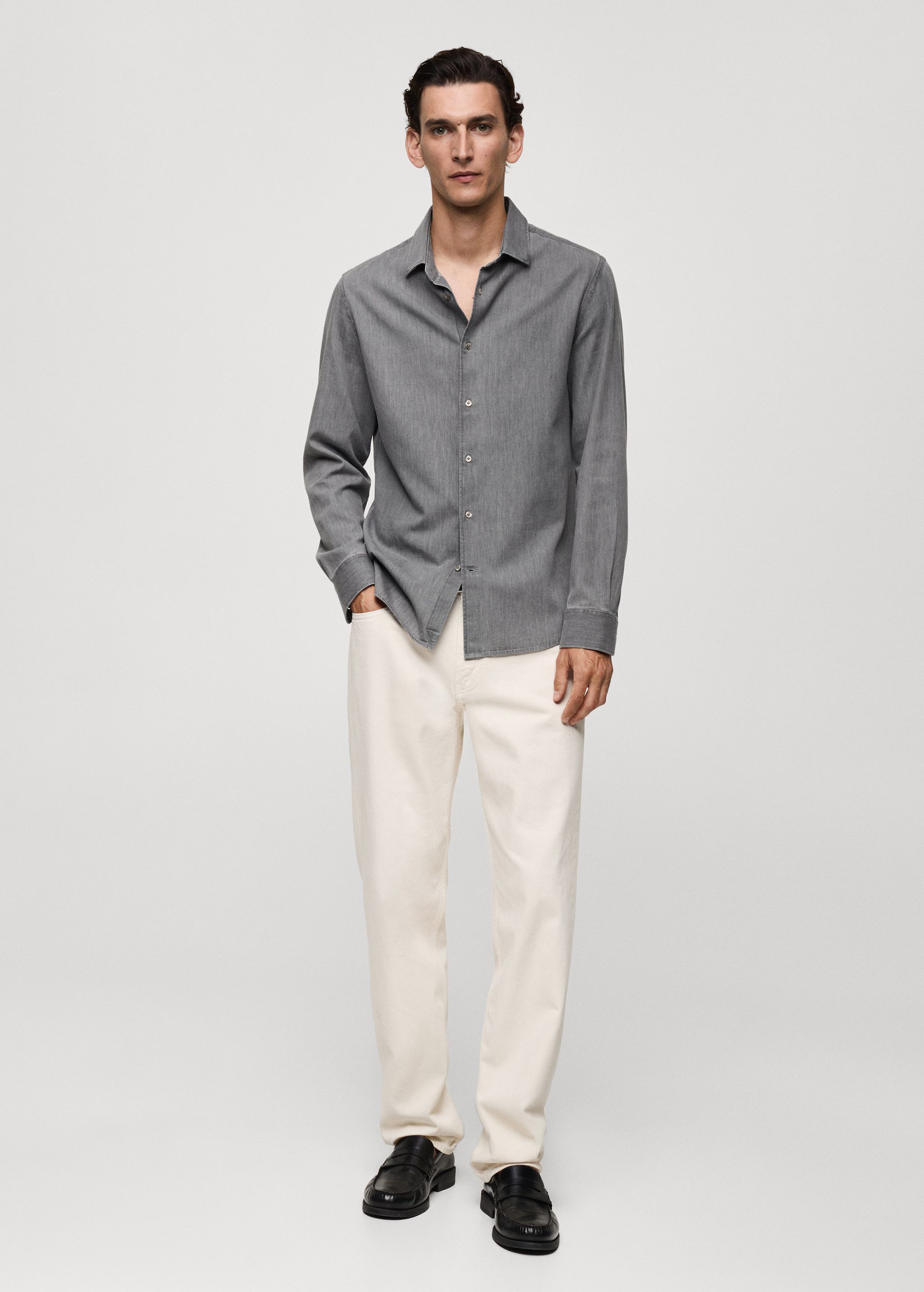 Regular-fit cotton chambray shirt - Man | MANGO USA | MANGO (US)