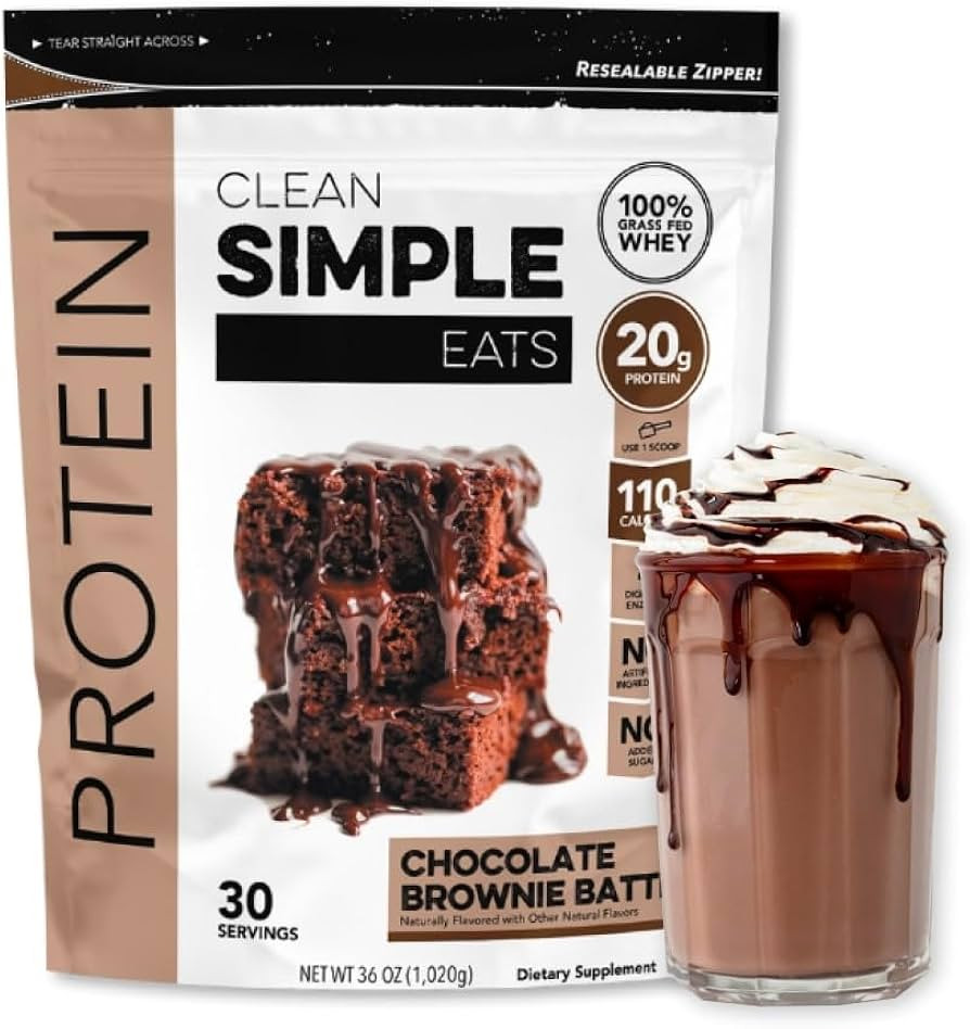 Clean Simple Eats Chocolate Brownie Batter Whey Protein Powder, Natural Sweetened and Cold-Proces... | Amazon (US)
