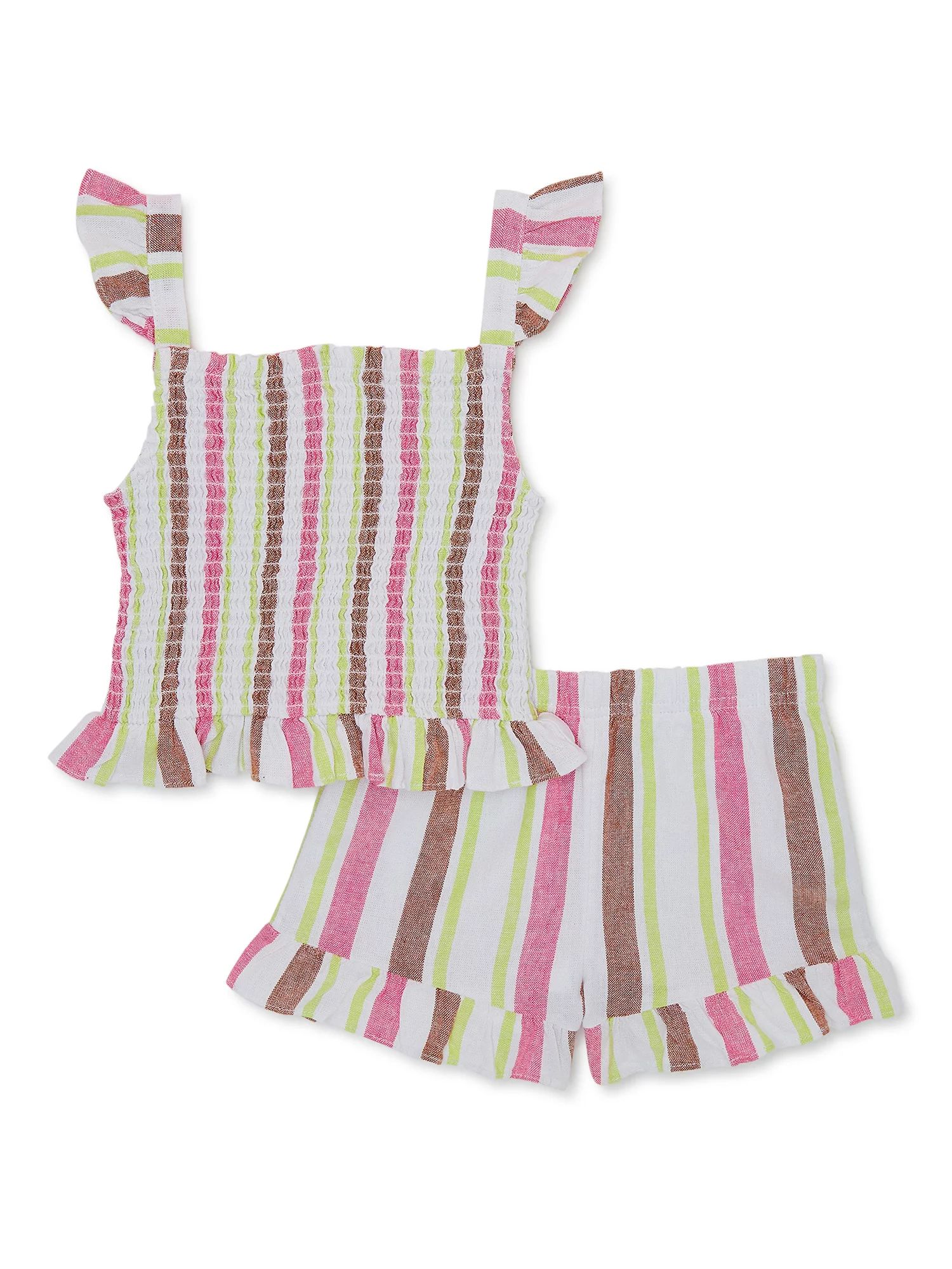 Wonder Nation Toddler Girl Ruffled Smock Top and Shorts Set, 2-Piece, 12M-5T | Walmart (US)