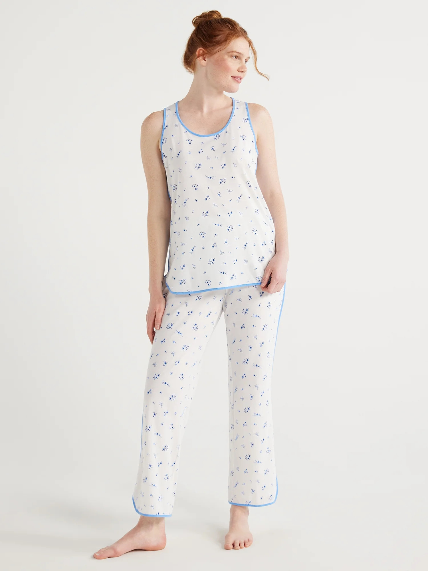 Joyspun Women's Cotton Blend Tank Top and Pants Pajama Set, 2-Piece, Sizes S to 3X | Walmart (US)