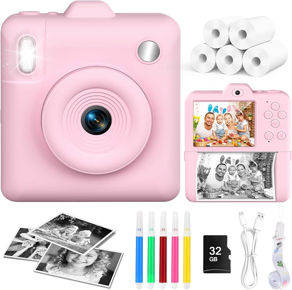 Kids Camera for Instant Print Selfies - 2.4'' Instant Camera for Kids 1080P HD Digital Camera wit... | Amazon (UK)