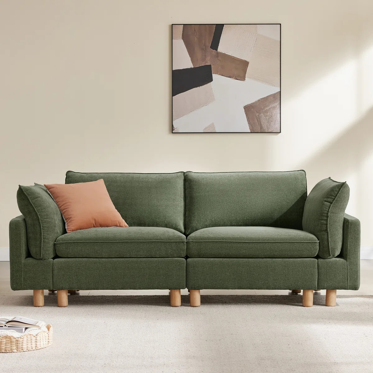 Solena 92" W 2-Piece Upholstered Modular Sofa With Solid Wood Base | Wayfair North America